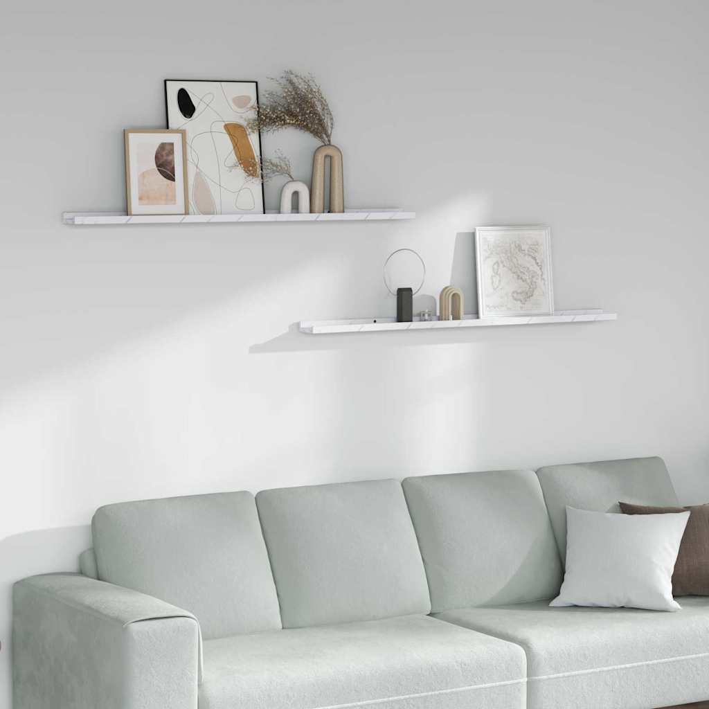 Scaffale da parete 2 pcs Marmo Bianco 115 x 9 x 3 cm 42020025