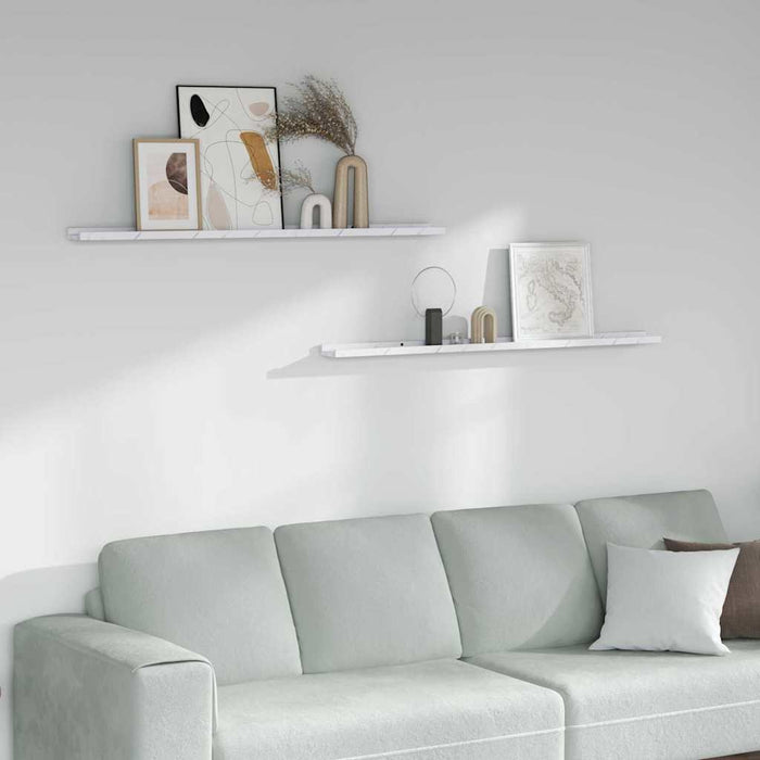 Scaffale da parete 2 pcs Marmo Bianco 115 x 9 x 3 cm 42020025