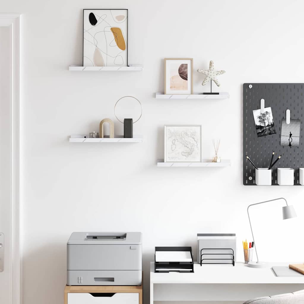 Scaffale da parete 4 pcs Marmo Bianco 40 x 9 x 3 cm 42020026