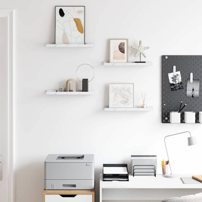 Scaffale da parete 4 pcs Marmo Bianco 40 x 9 x 3 cm 42020026