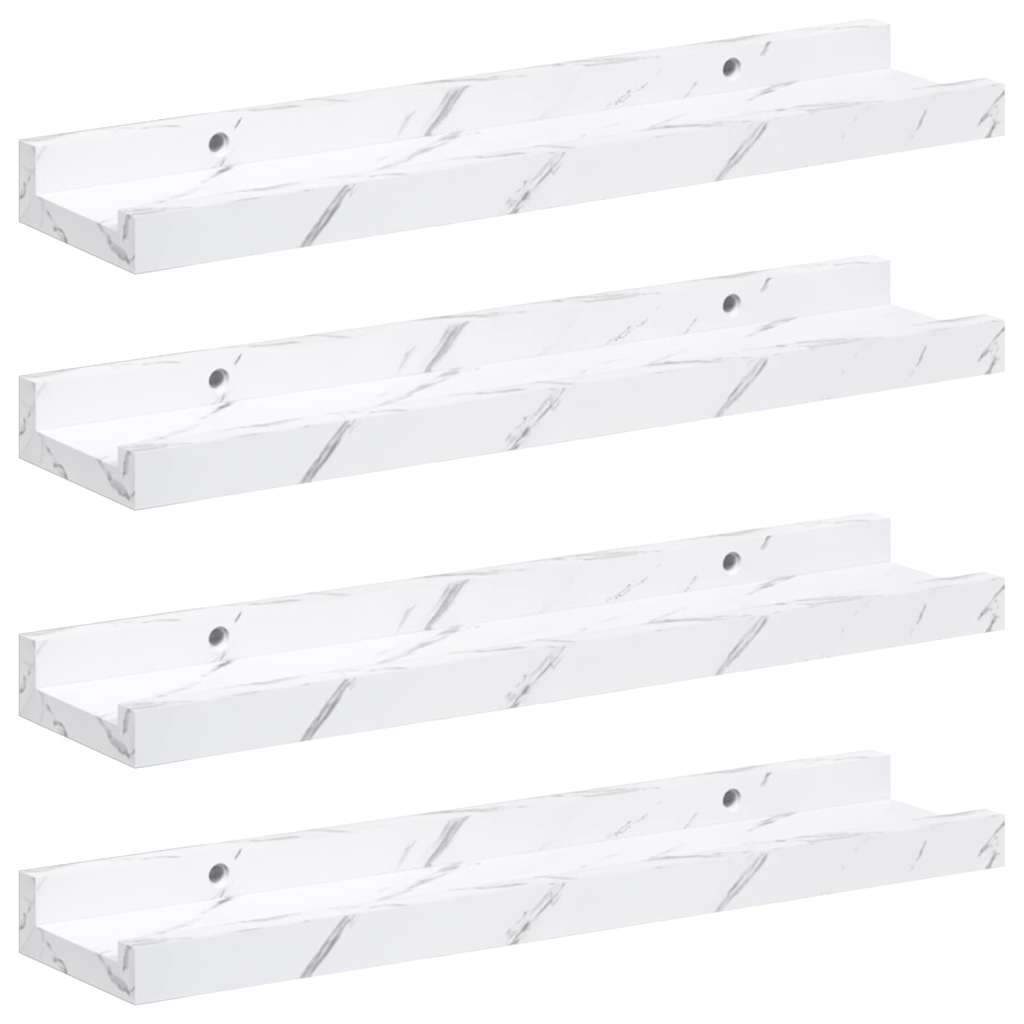 Scaffale da parete 4 pcs Marmo Bianco 40 x 9 x 3 cm 42020026
