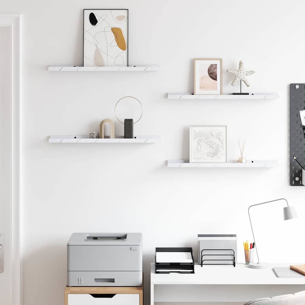 Scaffale da parete 4 pcs Marmo Bianco 60 x 9 x 3 cm 42020027