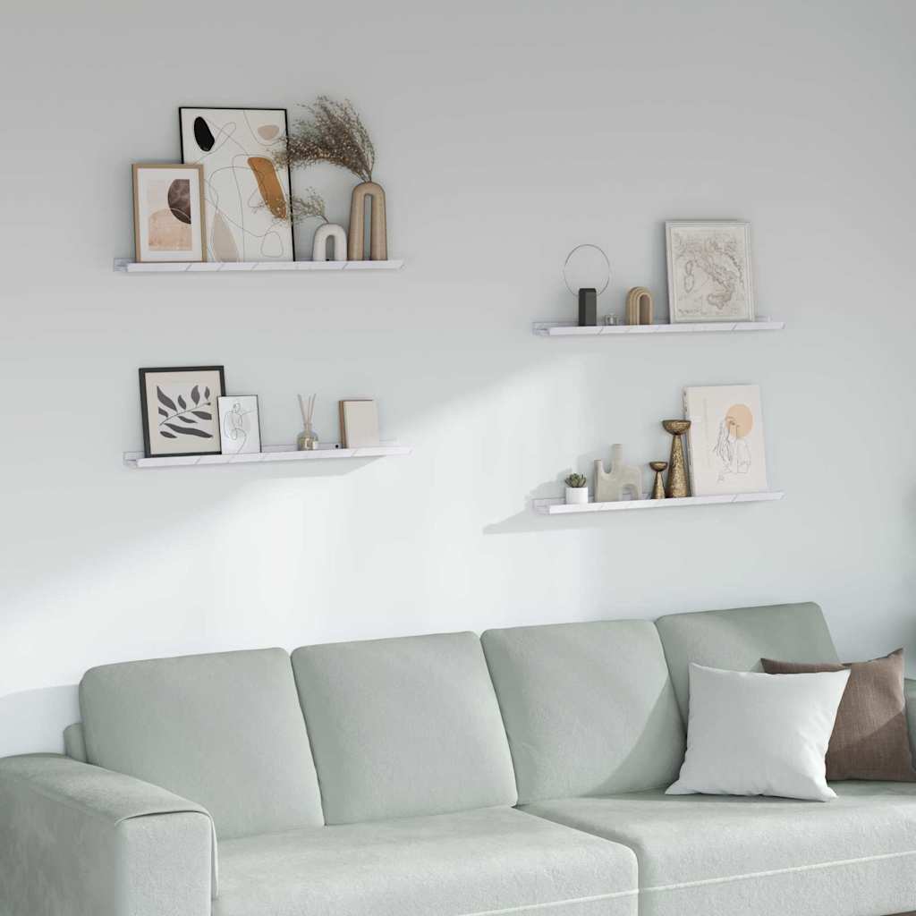 Scaffale da parete 4 pcs Marmo Bianco 80 x 9 x 3 cm 42020028