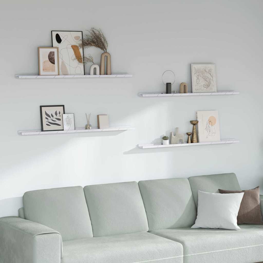Scaffale da parete 4 pcs Marmo Bianco 115 x 9 x 3 cm 42020030