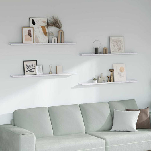 Scaffale da parete 4 pcs Marmo Bianco 115 x 9 x 3 cm 42020030