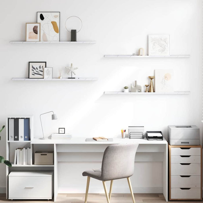 Scaffale da parete 4 pcs Marmo Bianco 115 x 9 x 3 cm 42020030