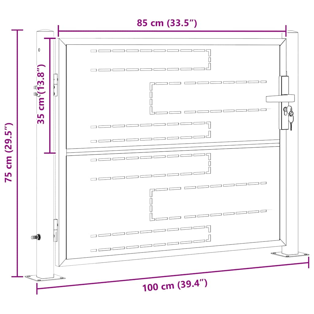 Cancello da giardino Argento 85 x 70 cm Acciaio inossidabile 3402572