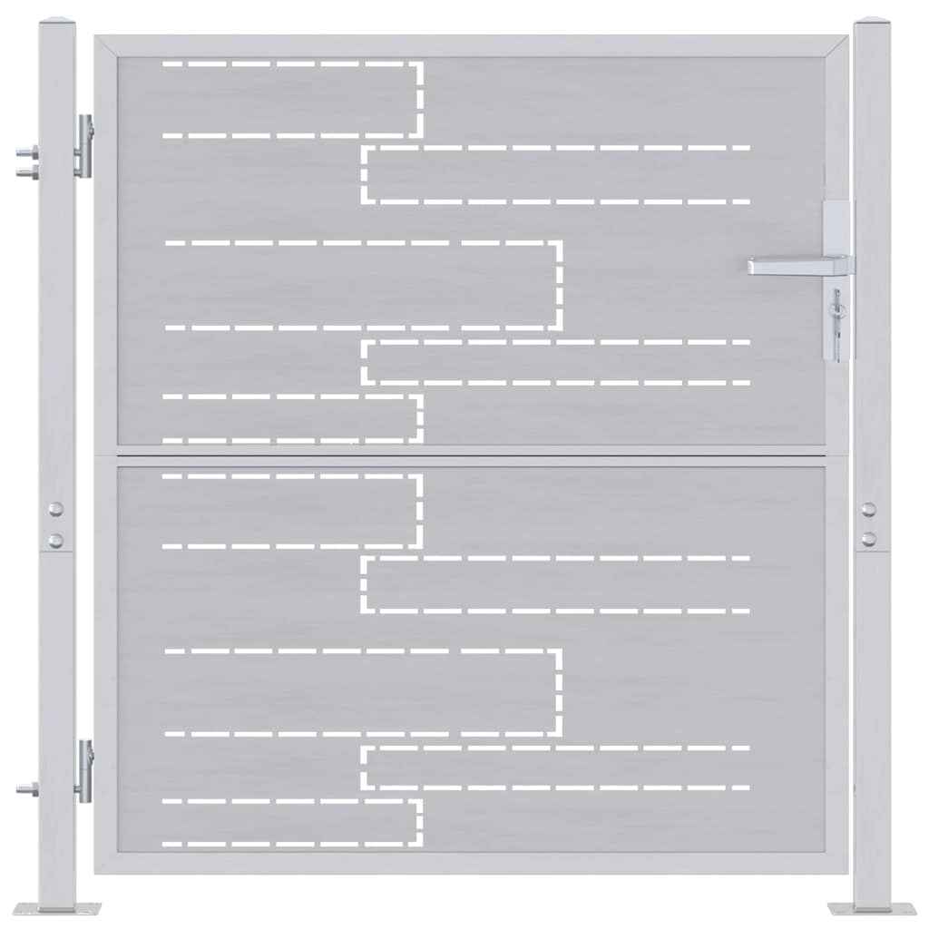 Cancello da giardino Argento 96 x 100 cm Acciaio inossidabile 3402575