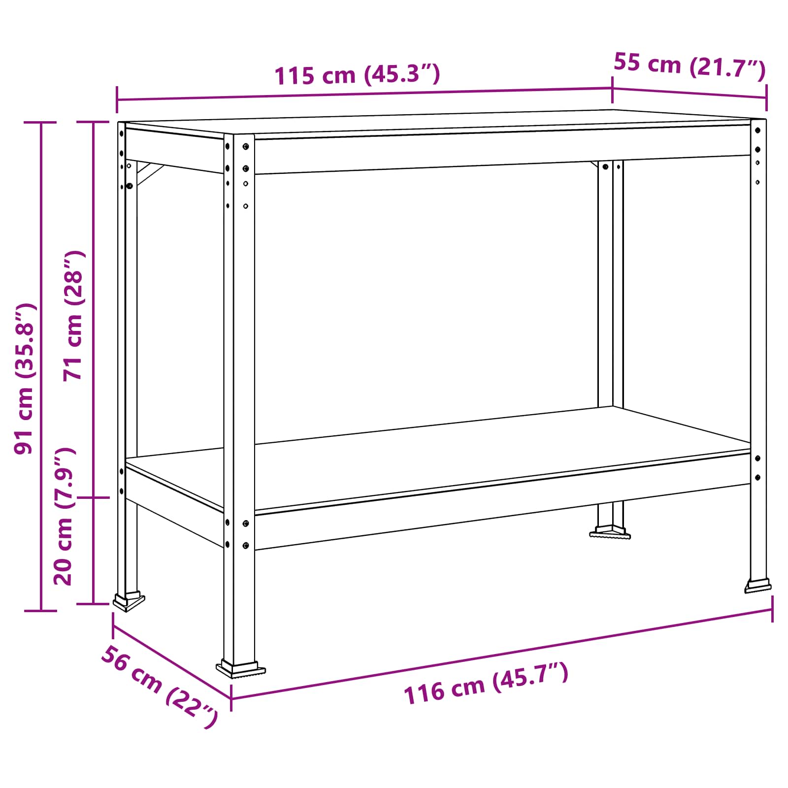 Banchi da lavoro Nero 81 x 41 x 145 cm Legno multistrato 42020128