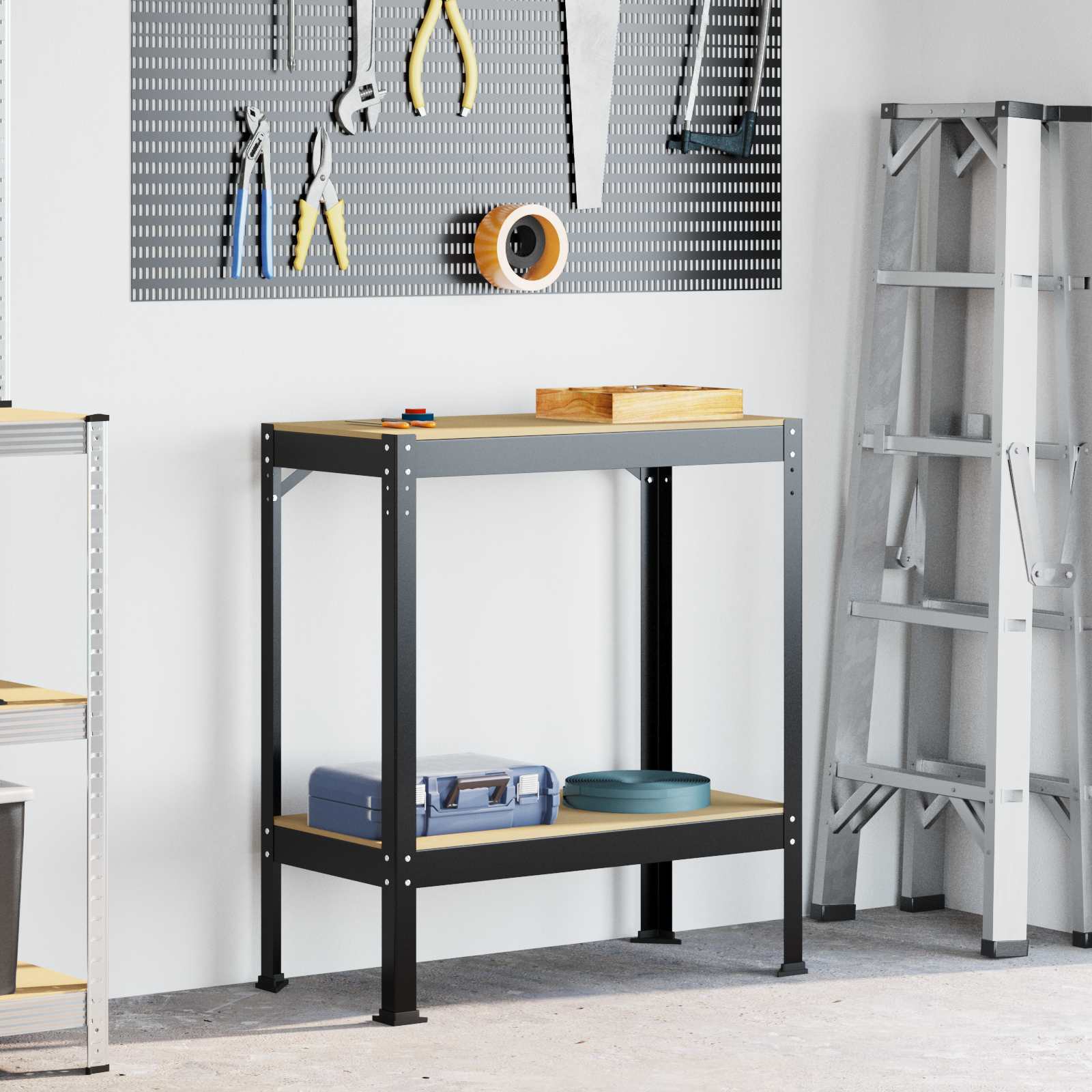 Banchi da lavoro Nero 81 x 41 x 145 cm Legno multistrato 42020132