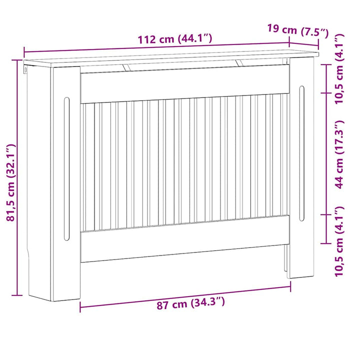 Copertura per radiatori Grigio Sonoma 112 x 19 x 81,5 cm 884106