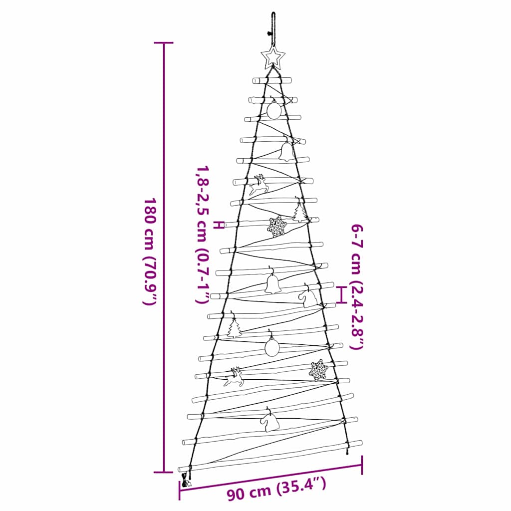 Albero di Natale Naturale 180 cm legno massiccio di frassino 42020261