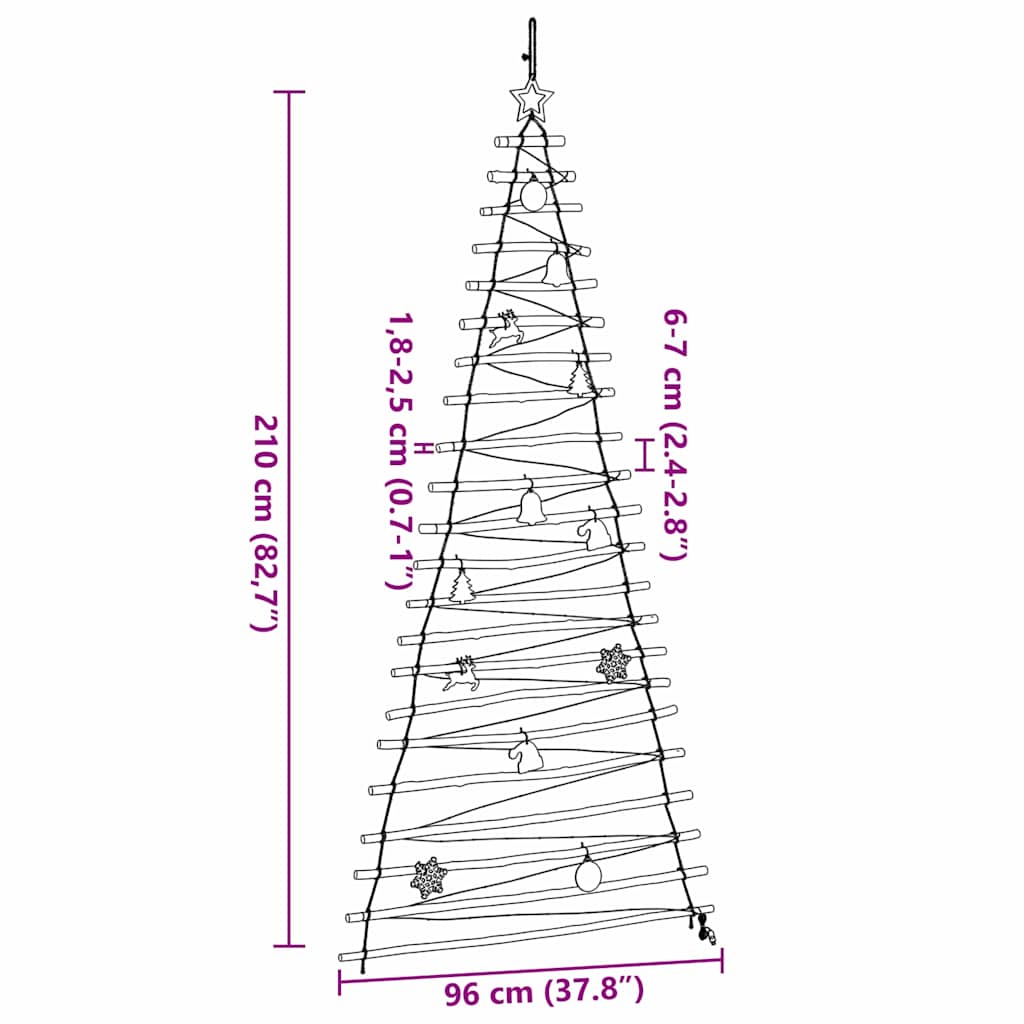 Albero di Natale Naturale 210 cm legno massiccio di frassino 42020262