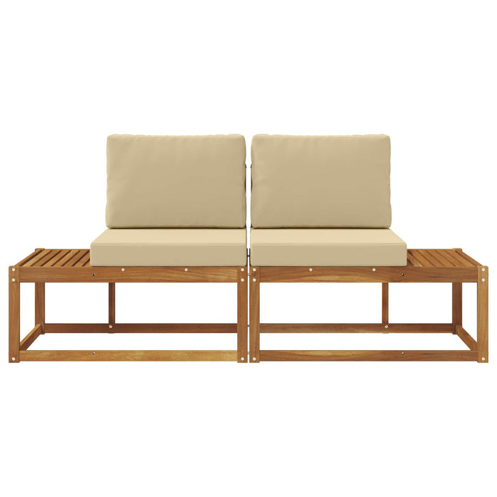 Divano da Esterno con cuscino 2 Pezzo Naturale e Beige 900482