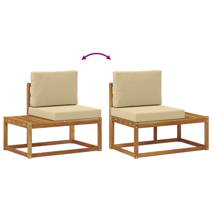 Divano da Esterno con cuscino 2 Pezzo Naturale e Beige 900482