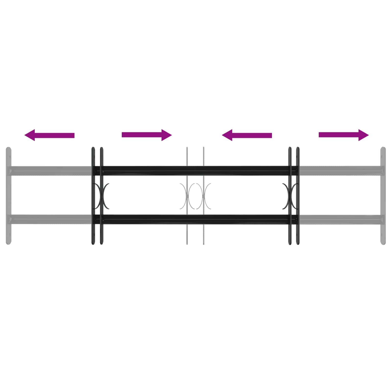 Griglia Finestra Nero 115 x 30 cm Acciaio verniciato a polvere 42020559