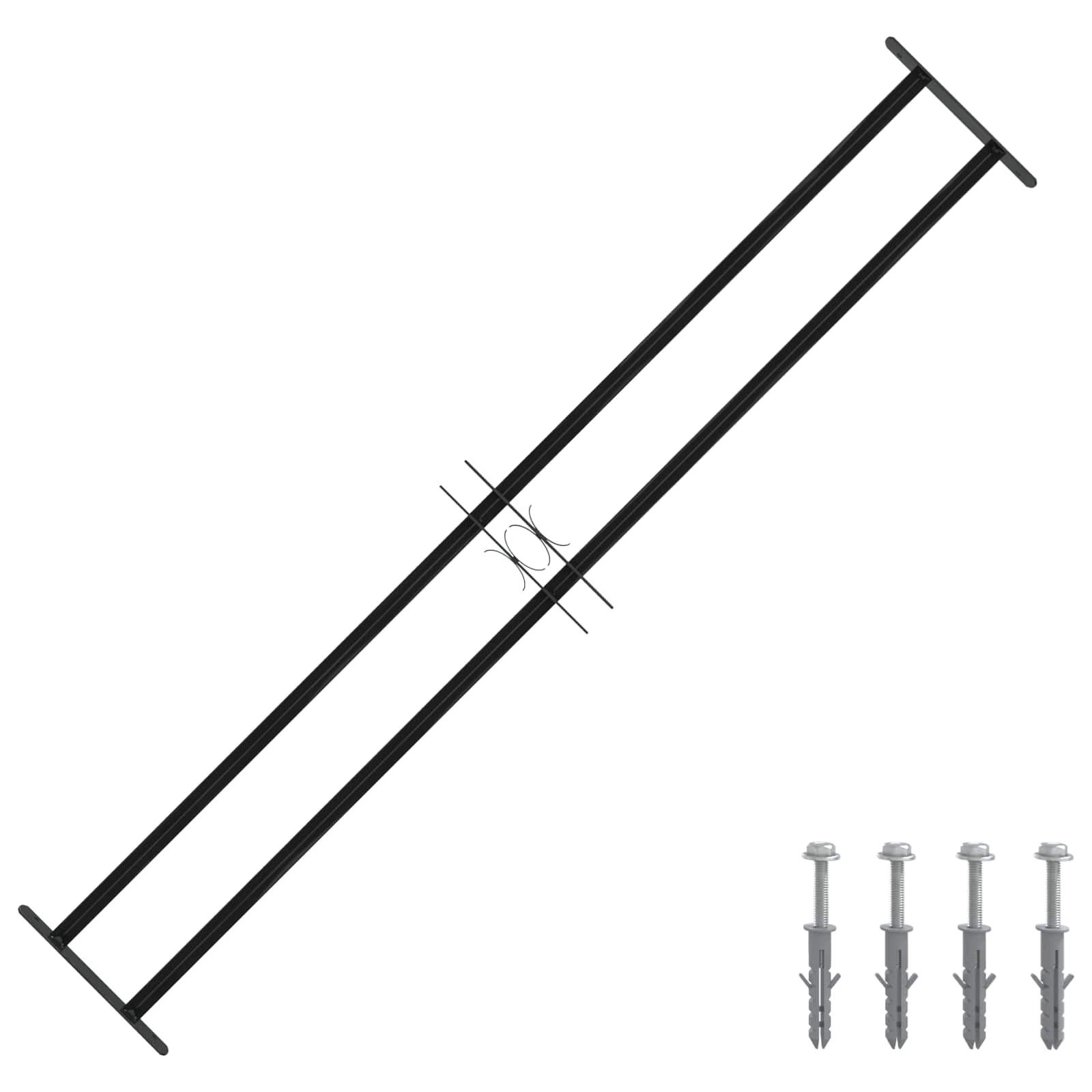 Griglia Finestra Nero 176 x 30 cm Acciaio verniciato a polvere 42020560