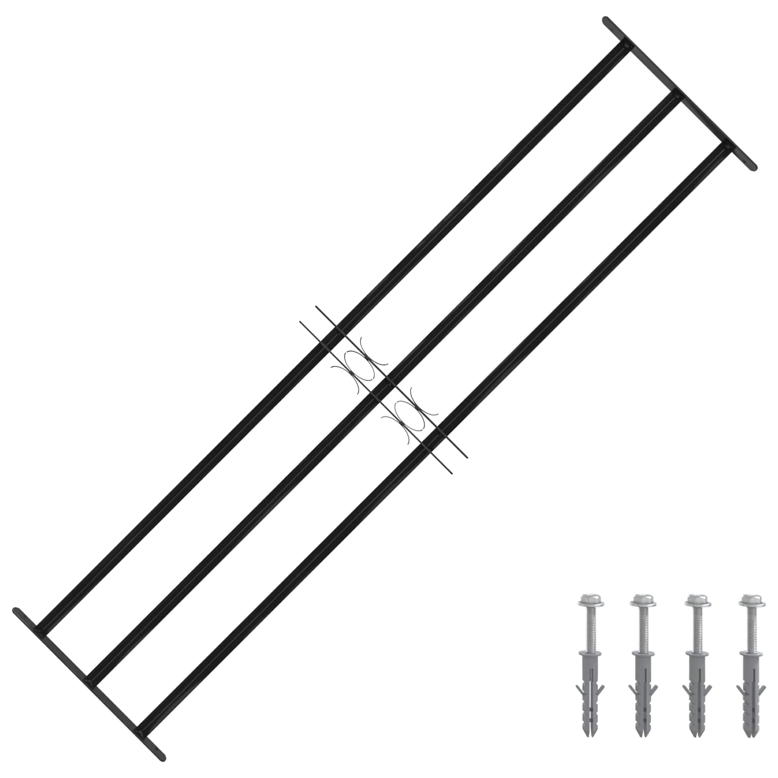 Griglia Finestra Nero 174 x 45 cm Acciaio verniciato a polvere 42020563
