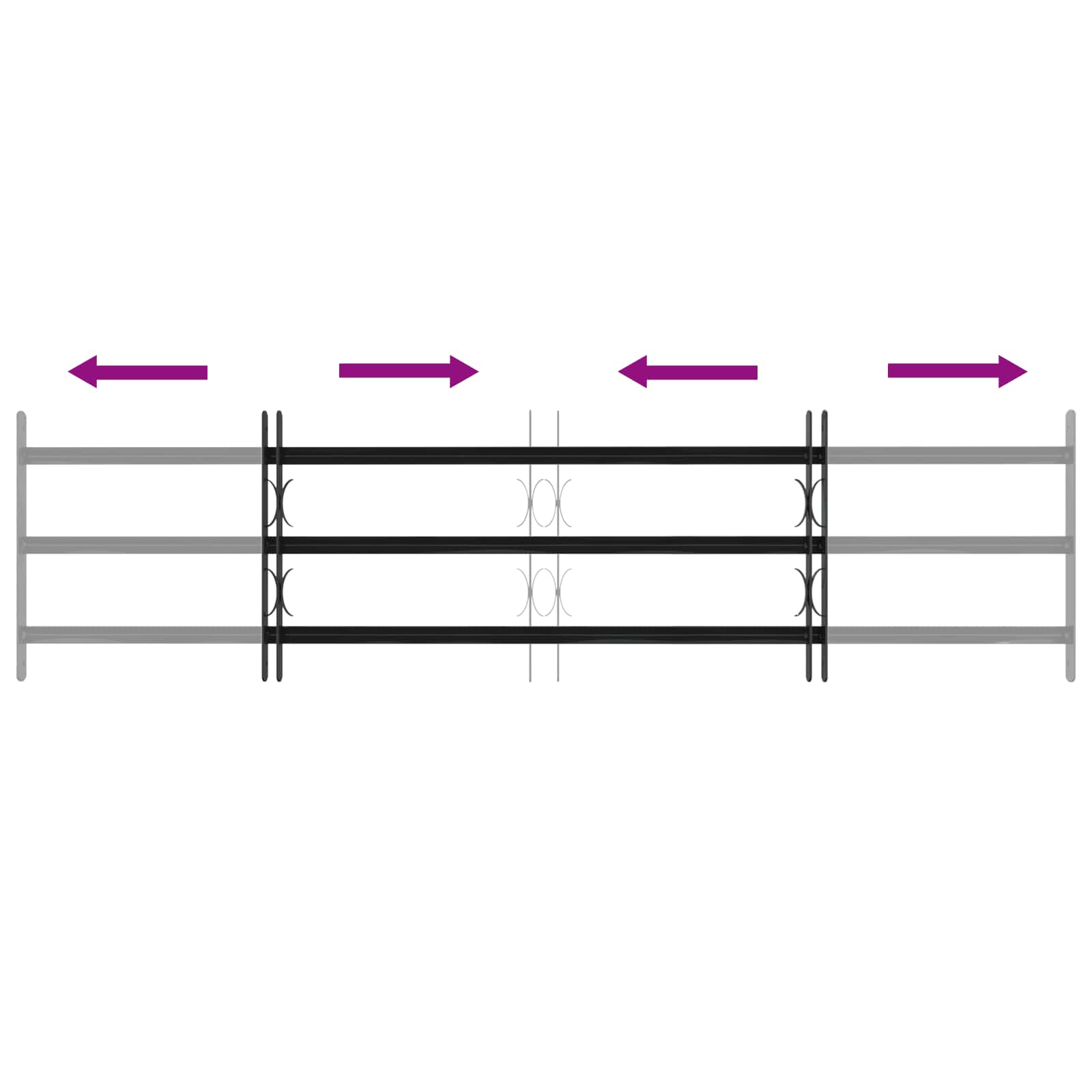 Griglia Finestra Nero 174 x 45 cm Acciaio verniciato a polvere 42020563