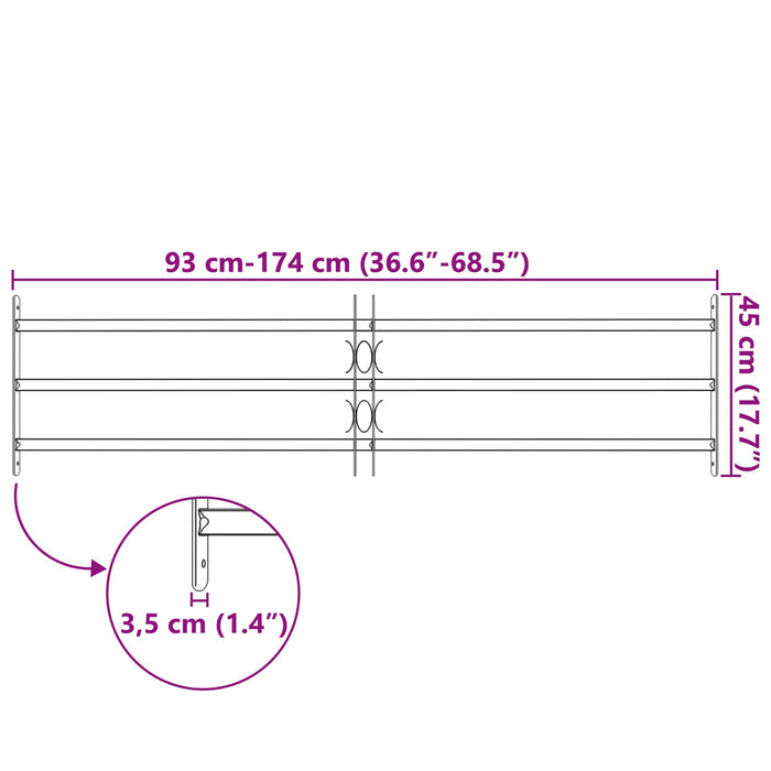 Griglia Finestra Nero 174 x 45 cm Acciaio verniciato a polvere 42020563