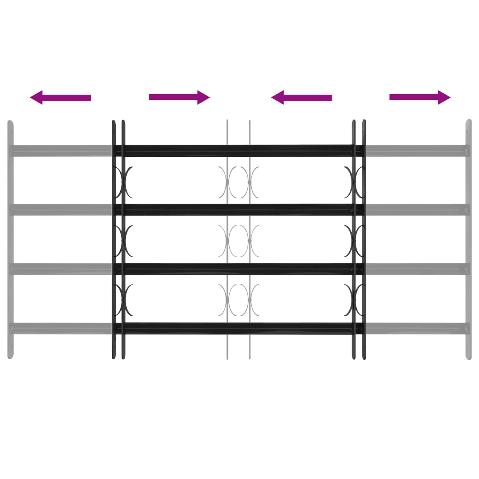 Griglia Finestra Nero 115 x 60 cm Acciaio verniciato a polvere 42020565