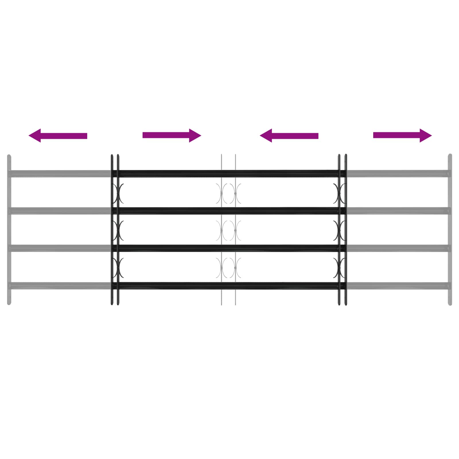 Griglia Finestra Nero 175 x 60 cm Acciaio verniciato a polvere 42020566