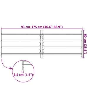 Griglia Finestra Nero 175 x 60 cm Acciaio verniciato a polvere 42020566