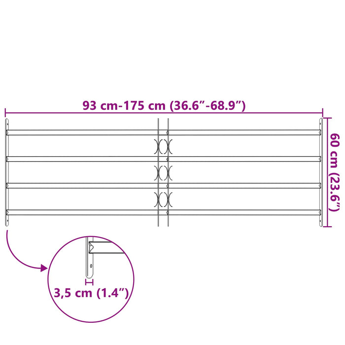 Griglia Finestra Nero 175 x 60 cm Acciaio verniciato a polvere 42020566