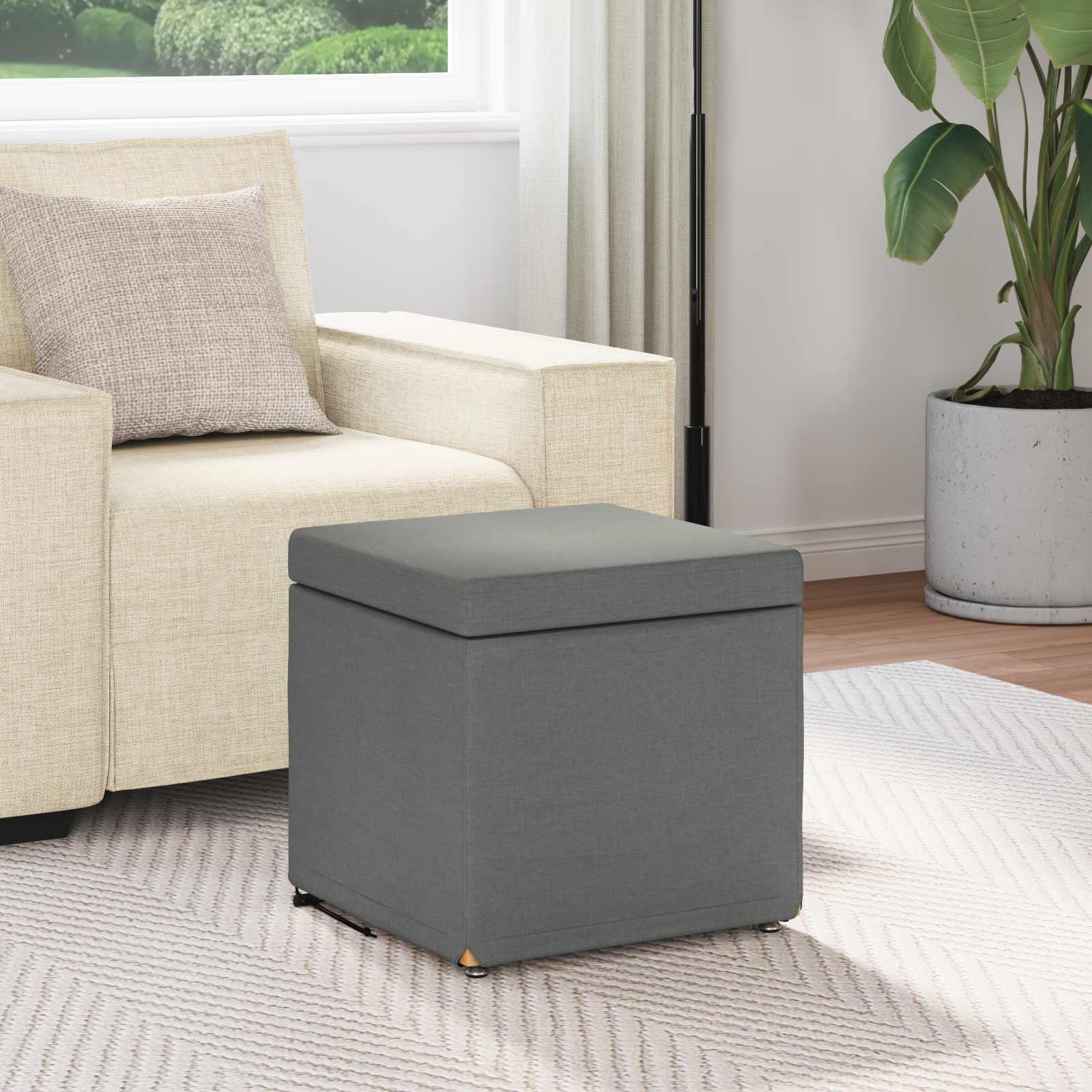 Pouf Grigio scuro Tessuto e Legno Ingegnerizzato 876744