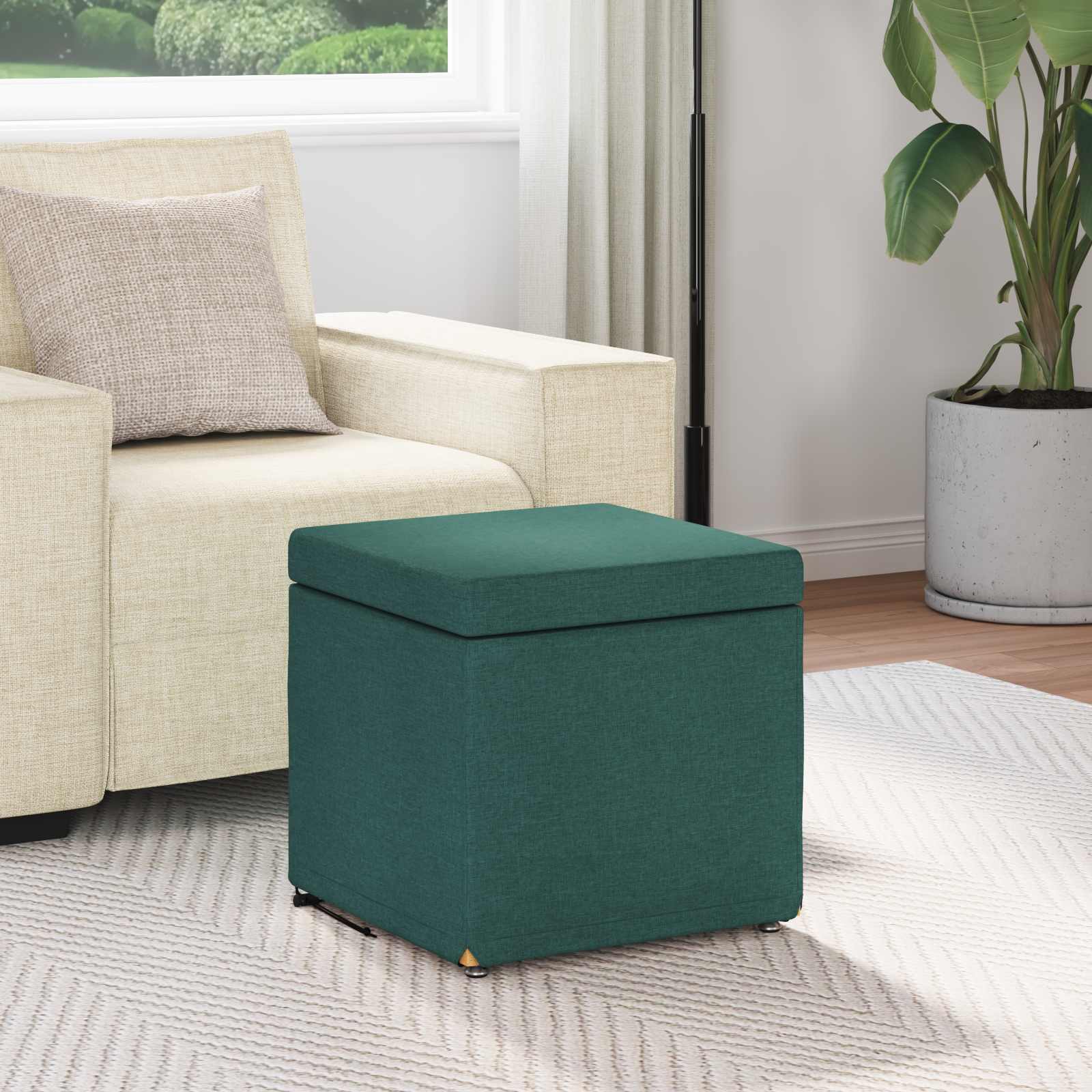 Pouf Verde Scuro 41 x 41 x 40 cm Tessuto e Legno Ingegnerizzato 876746