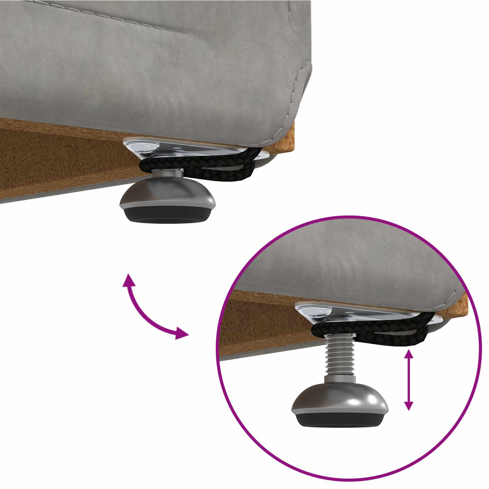 Pouf Grigio chiaro Velluto e Legno Ingegnerizzato 876750