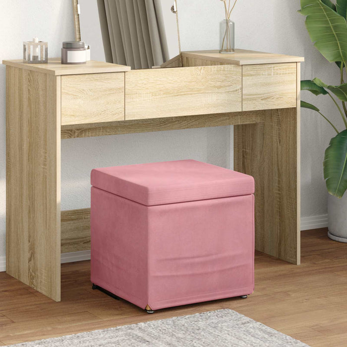 Pouf Rosa 41 x 41 x 40 cm Velluto e Legno Ingegnerizzato 876753