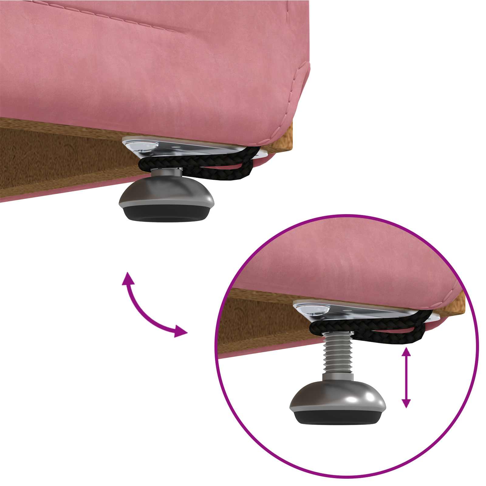 Pouf Rosa 41 x 41 x 40 cm Velluto e Legno Ingegnerizzato 876753