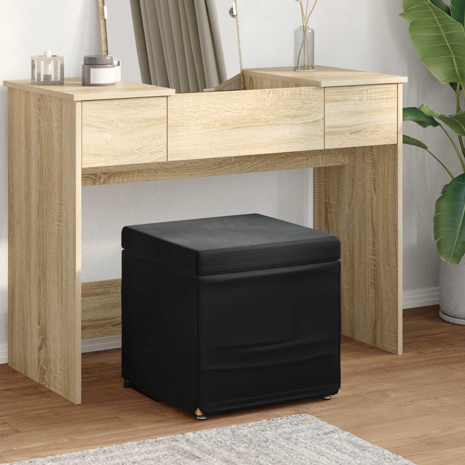 Pouf Nero 41 x 41 x 40 cm Velluto e Legno Ingegnerizzato 876754