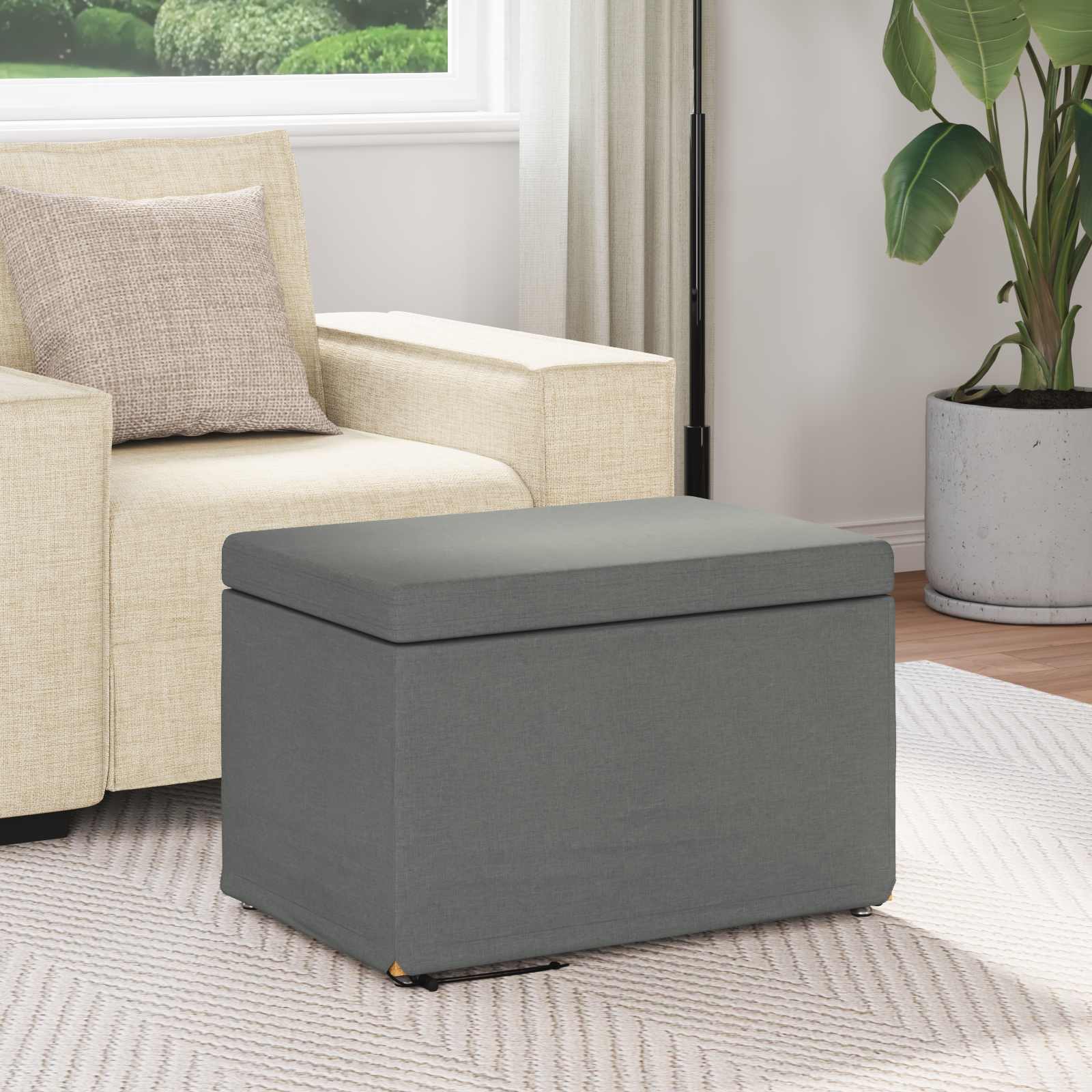 Pouf Grigio scuro Tessuto e Legno Ingegnerizzato 876759