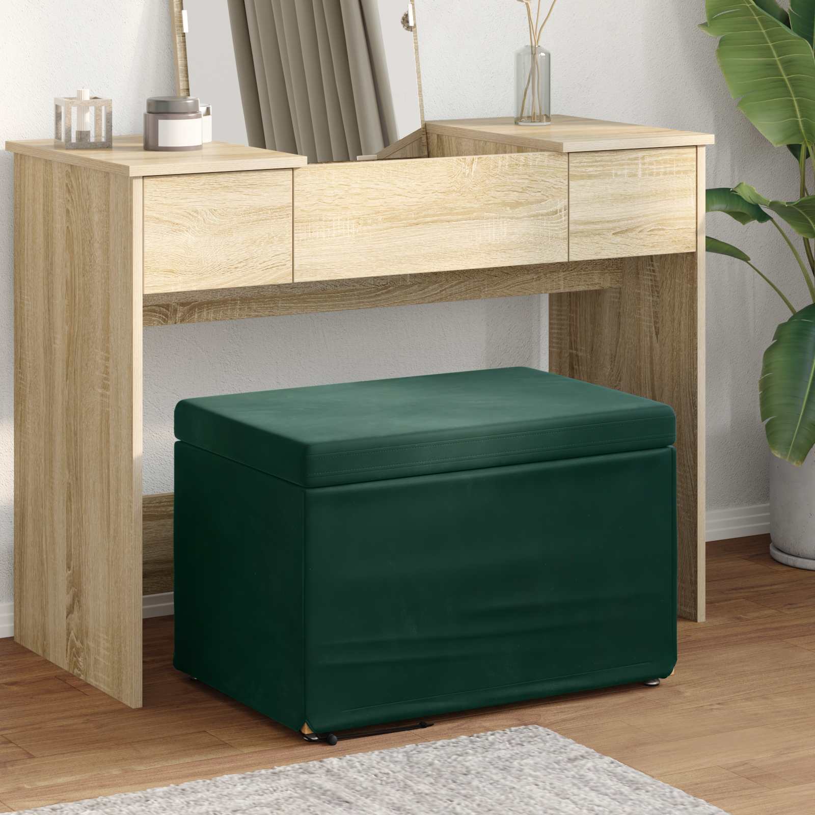 Pouf Verde Scuro 61 x 41 x 40 cm Velluto e Legno Ingegnerizzato 876767