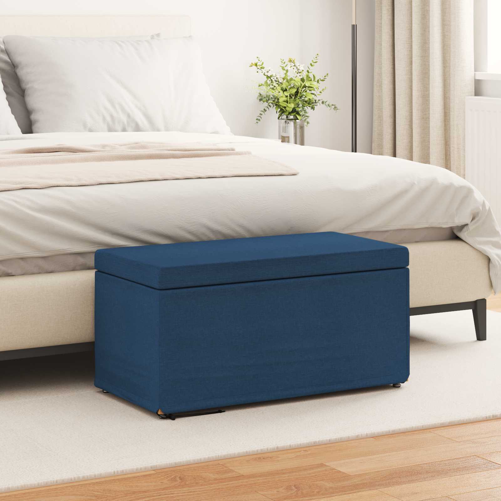 Pouf Blu 81 x 41 x 40 cm Tessuto e Legno Ingegnerizzato 876778