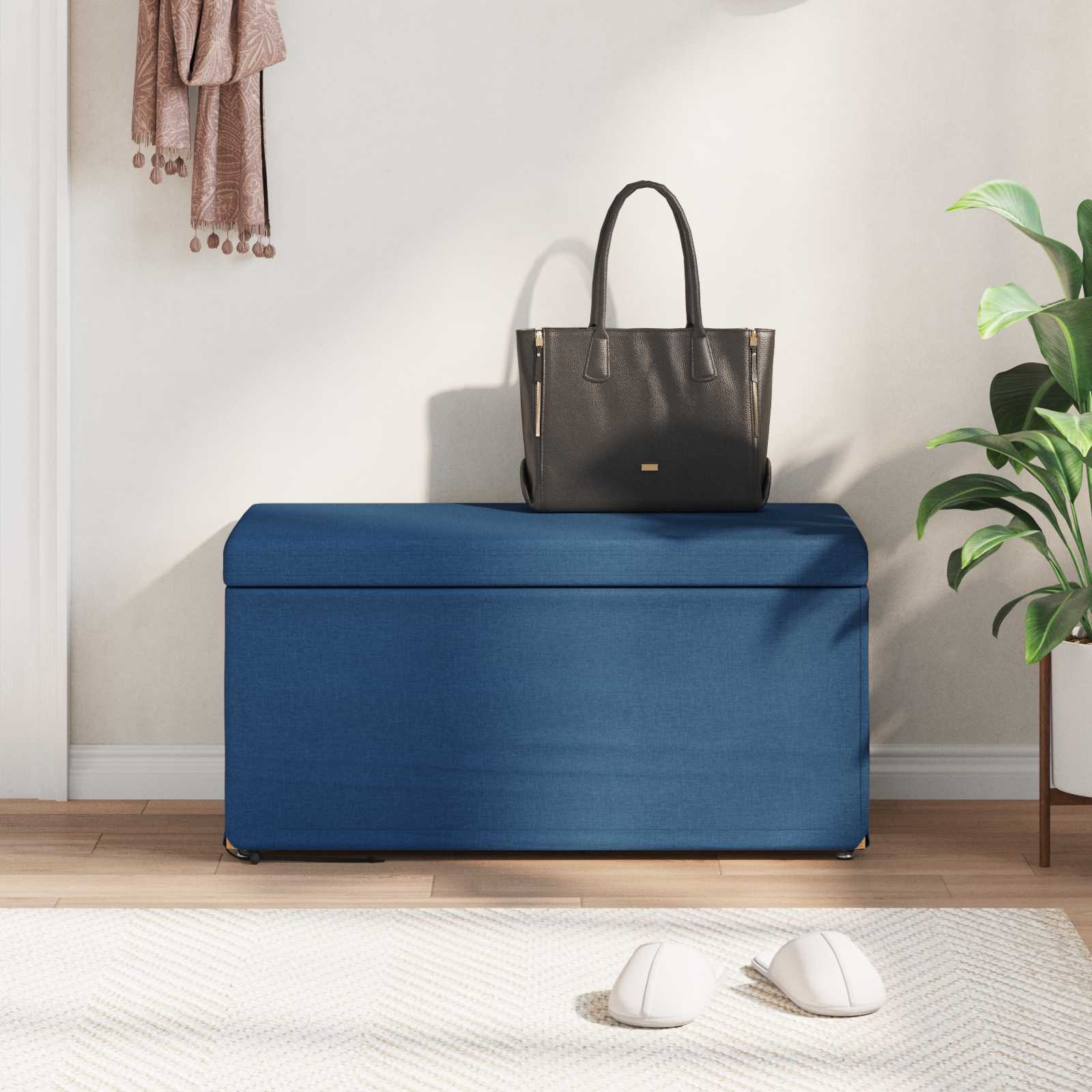 Pouf Blu 81 x 41 x 40 cm Tessuto e Legno Ingegnerizzato 876778