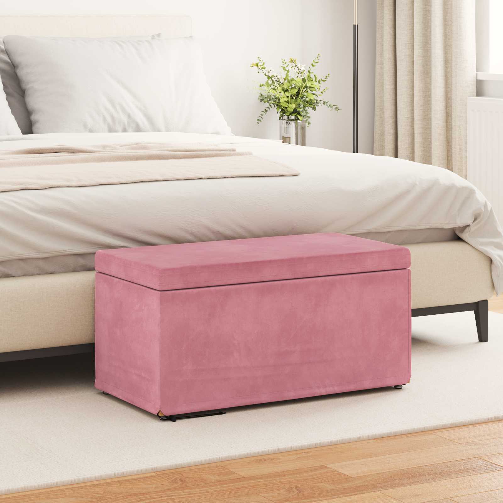 Pouf Rosa 81 x 41 x 40 cm Velluto e Legno Ingegnerizzato 876783