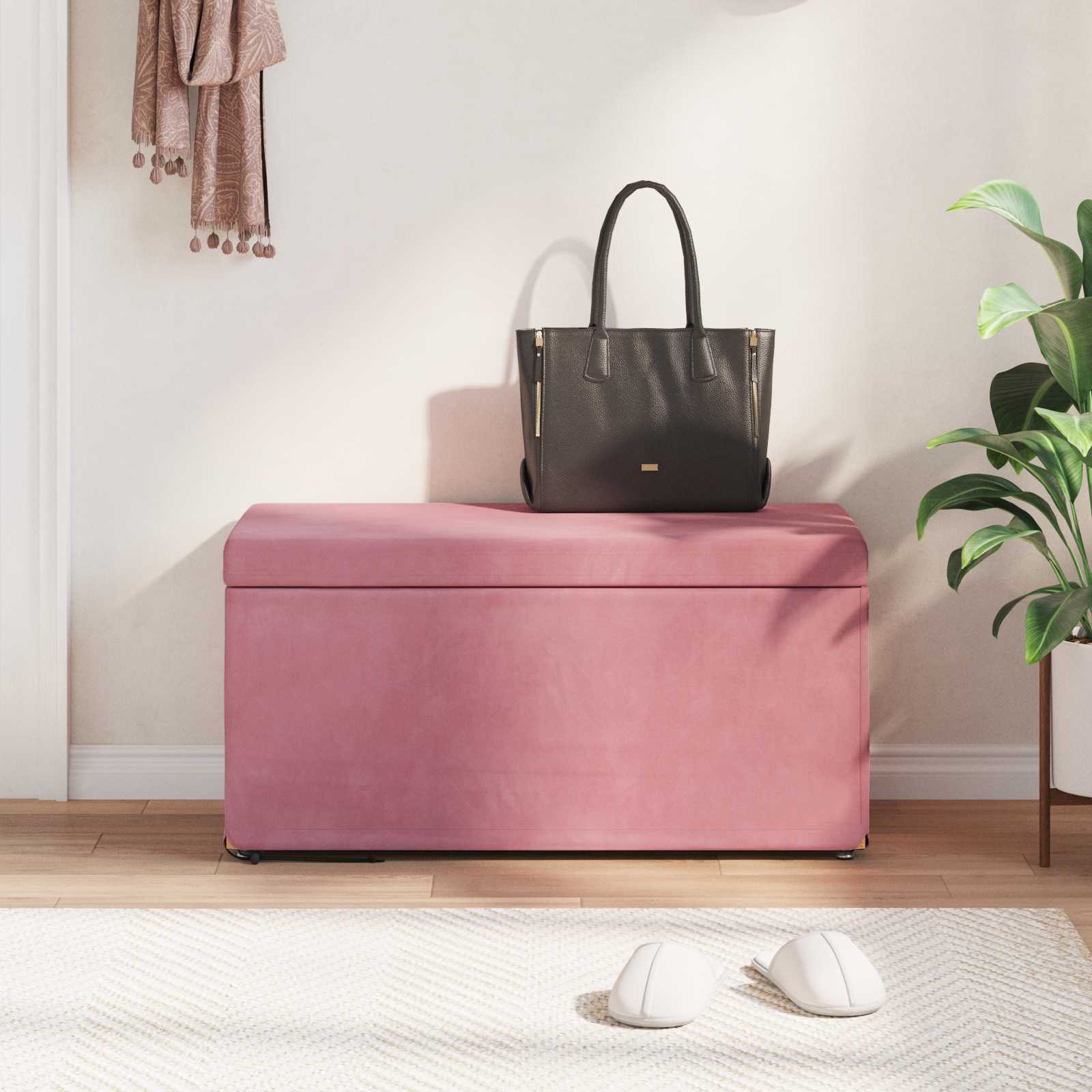 Pouf Rosa 81 x 41 x 40 cm Velluto e Legno Ingegnerizzato 876783