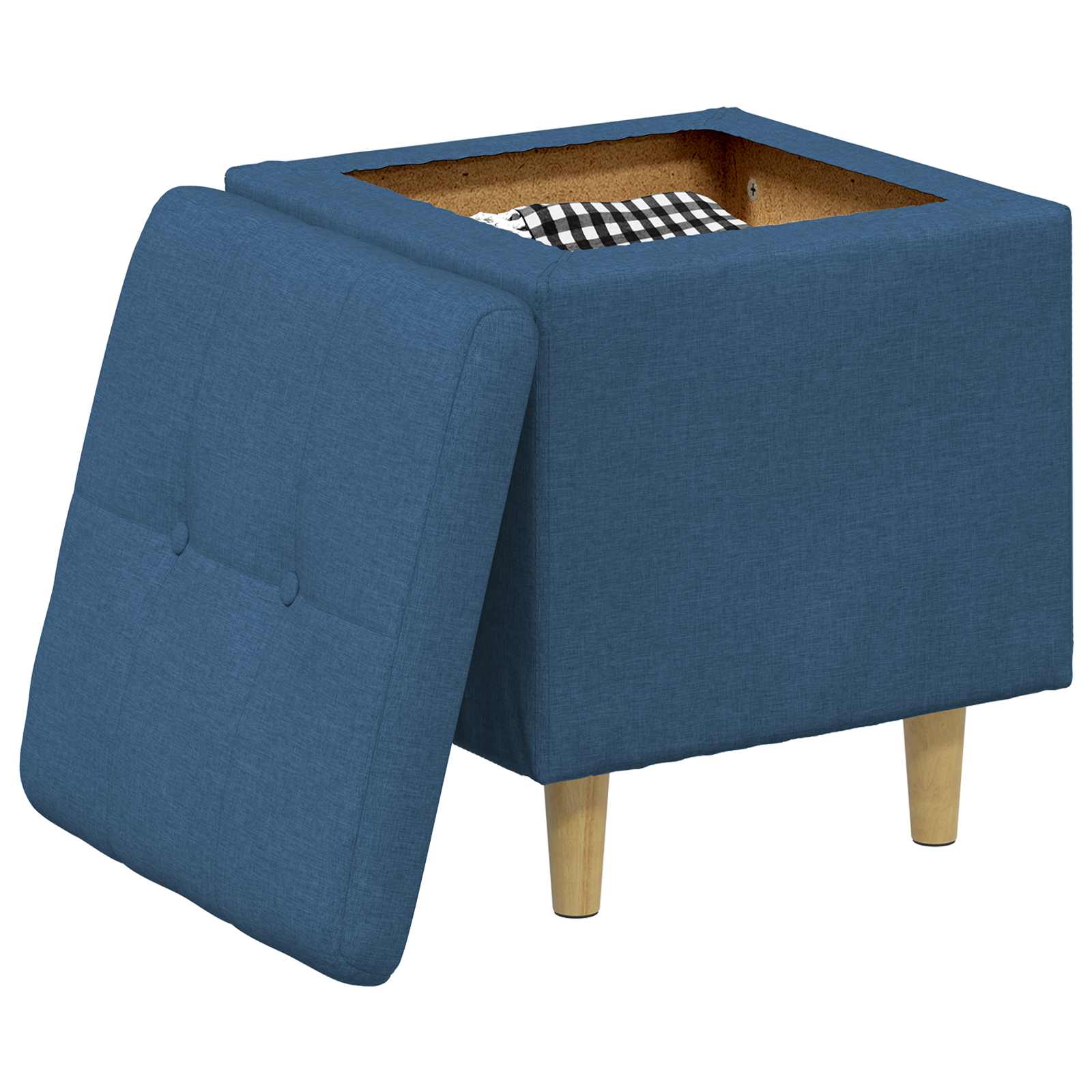 Pouf contenitore con cuscino Blu 40 x 40 x 45 cm Tessuto 876808