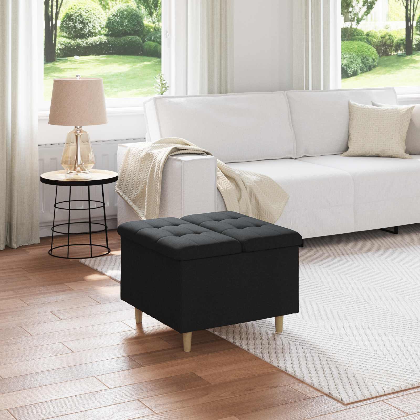 Sgabello Button con cuscino Nero 60 x 60 x 45 cm Tessuto 876820