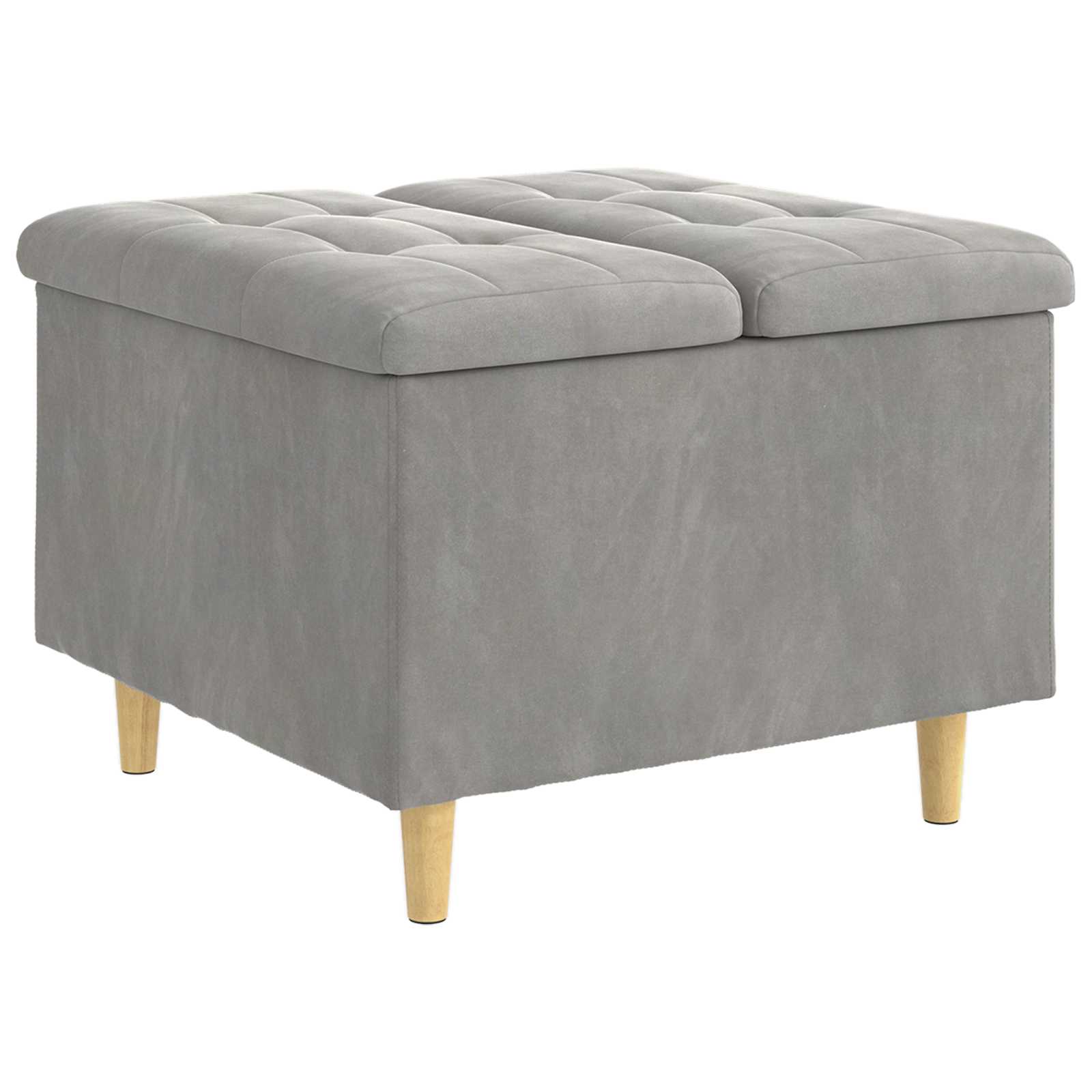 Sgabello Button Grigio chiaro 60 x 60 x 45 cm Velluto 876825