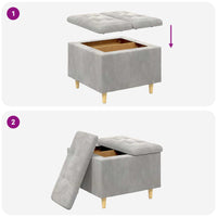 Sgabello Button Grigio chiaro 60 x 60 x 45 cm Velluto 876825