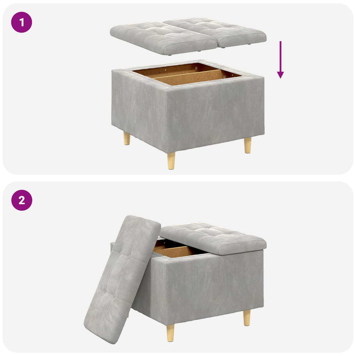 Sgabello Button Grigio chiaro 60 x 60 x 45 cm Velluto 876825