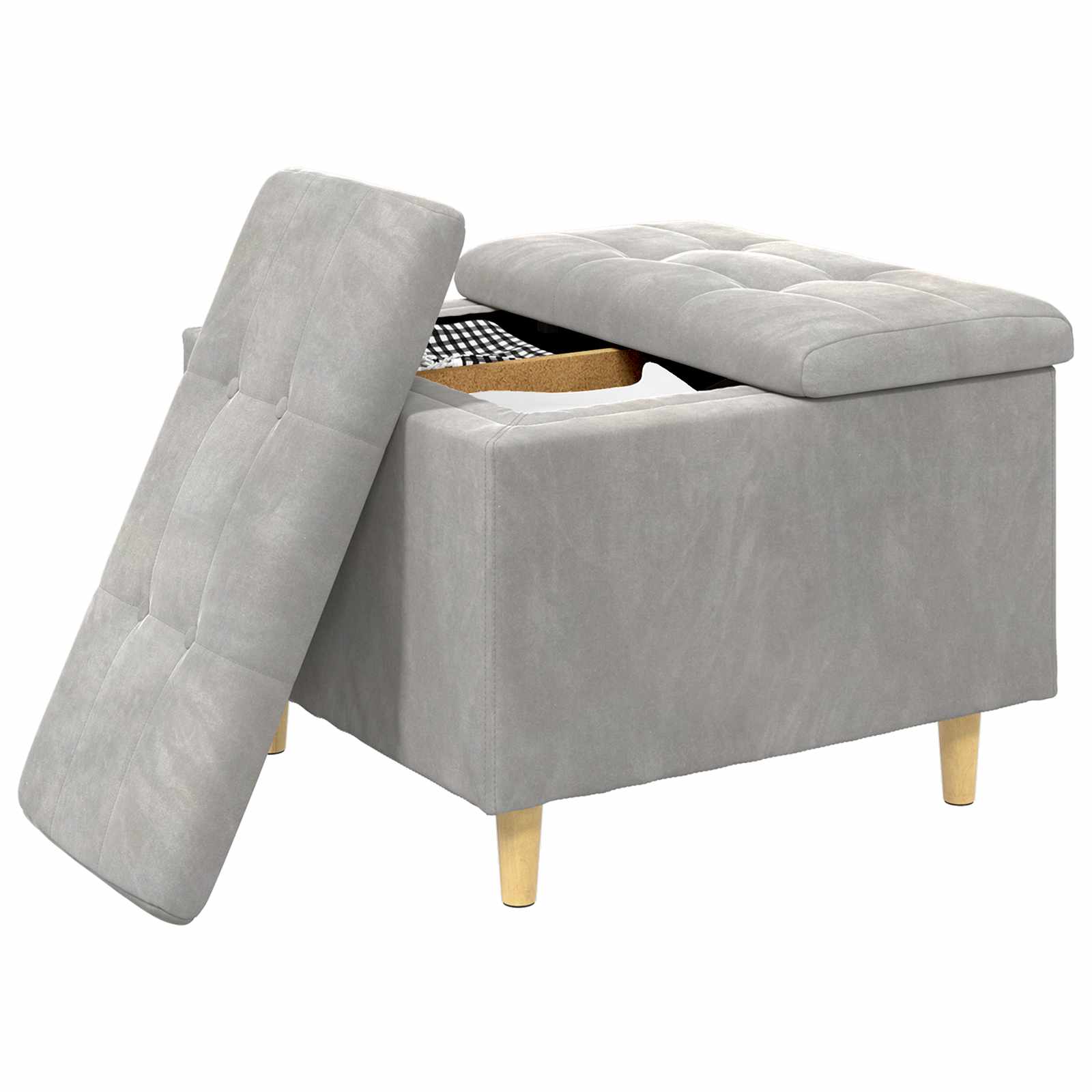 Sgabello Button Grigio chiaro 60 x 60 x 45 cm Velluto 876825