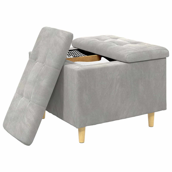 Sgabello Button Grigio chiaro 60 x 60 x 45 cm Velluto 876825