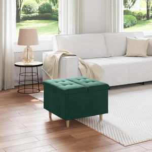 Sgabello Button con cuscino Verde Scuro 60 x 60 x 45 cm Velluto 876827