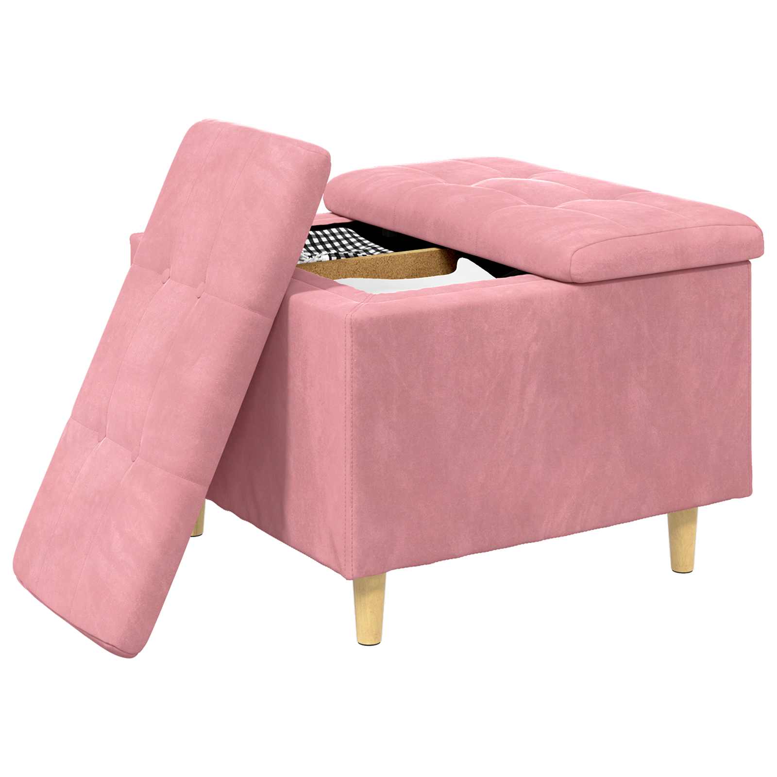 Sgabello Button con cuscino Rosa 60 x 60 x 45 cm Velluto 876828