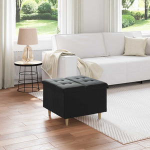Sgabello Button con cuscino Nero 60 x 60 x 45 cm Velluto 876829